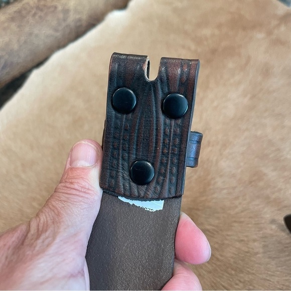 Wrangler Men's Diamond Rope Embossed Brown Leather Belt - Picture 4 of 6